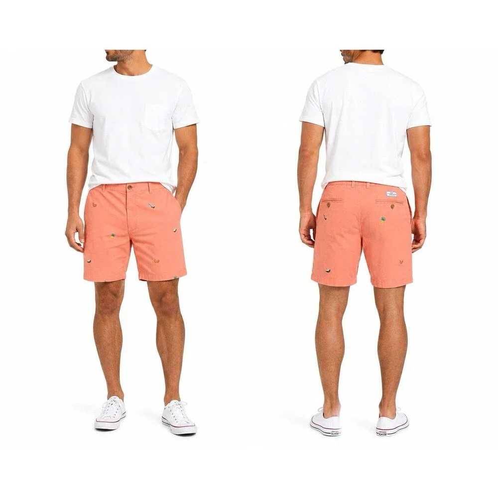 Vineyard Vines Men’s Size‎ 42 Pink Embroidered Tropical Cocktail Chino Shorts
